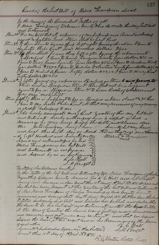 Delaware County Ohio Will Records Vol. 5 1869-1876 (p. 160)