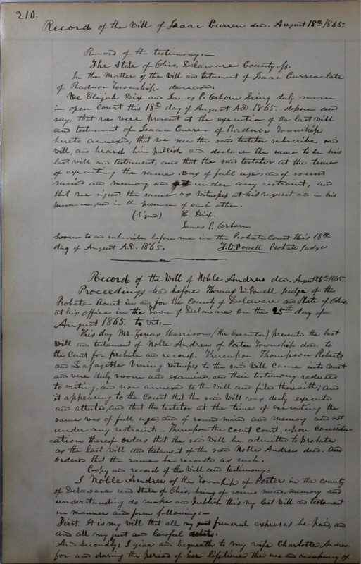 Delaware County Ohio Will Records Vol. 4 1859-1869 (p. 242)