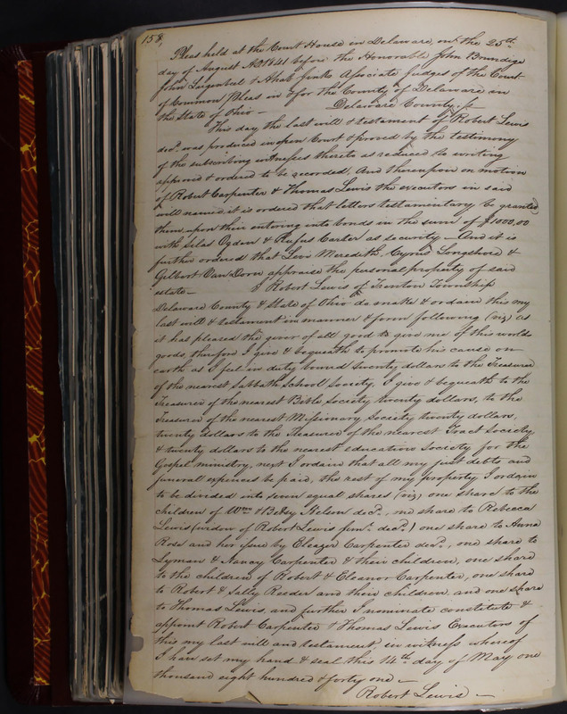 Delaware County Ohio Will Records Vol. 2 1835-1850 (p. 203)