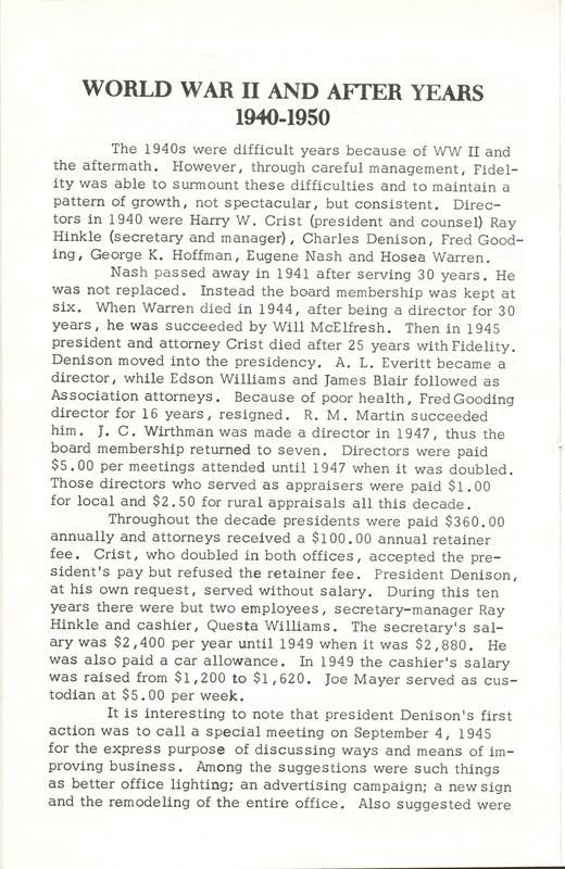 Fidelity Federal Savings and Loan Association 100 Years (p. 13)