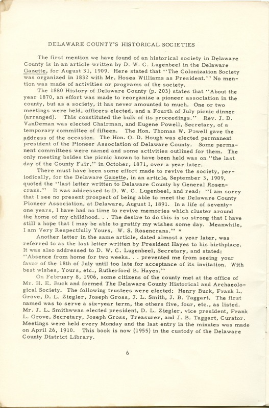 Delaware County Historical Society (p. 7)