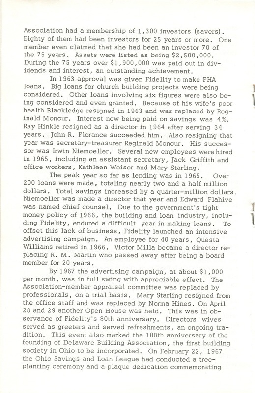 Fidelity Federal Savings and Loan Association 100 Years (p. 17)