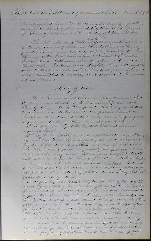 Delaware County Ohio Will Records Vol. 3 1850-1859 (p. 424)