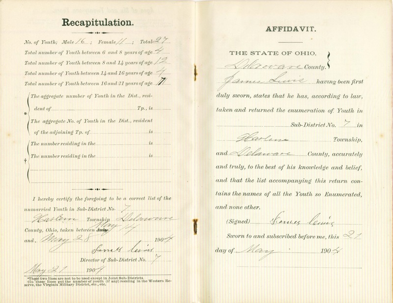 Harlem Township Enumeration of Youth Sub-District 7, July 29, 1904 (p. 6)