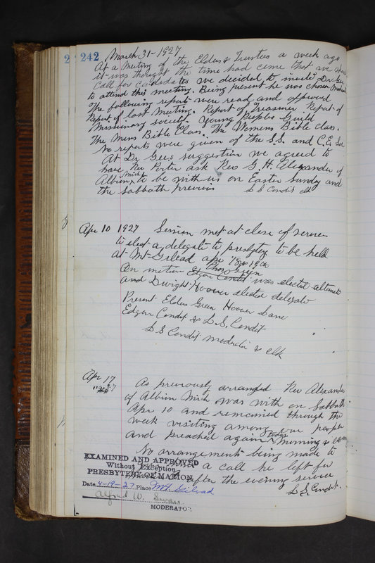 Sessional Records of the 1st Presbyterian Church of Trenton Delaware County Ohio 1873-1937 (p. 230)