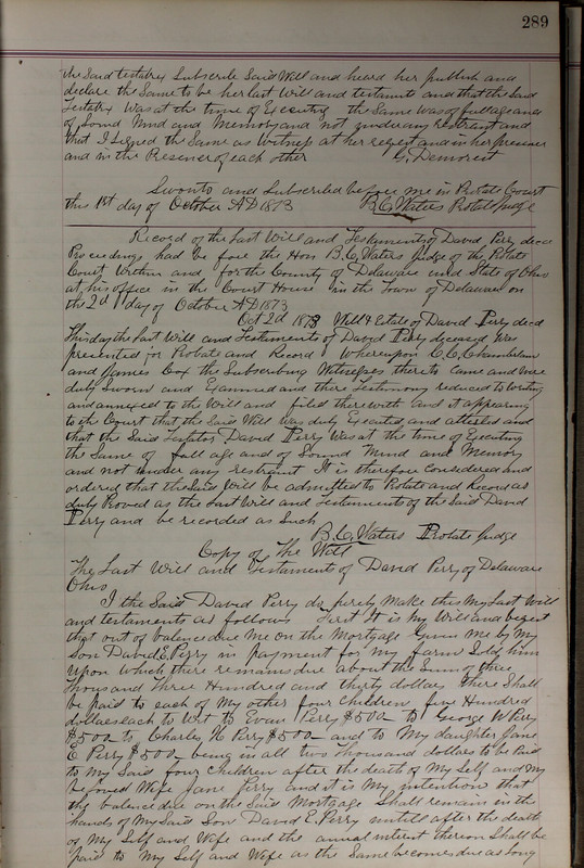 Delaware County Ohio Will Records Vol. 5 1869-1876 (p. 322)