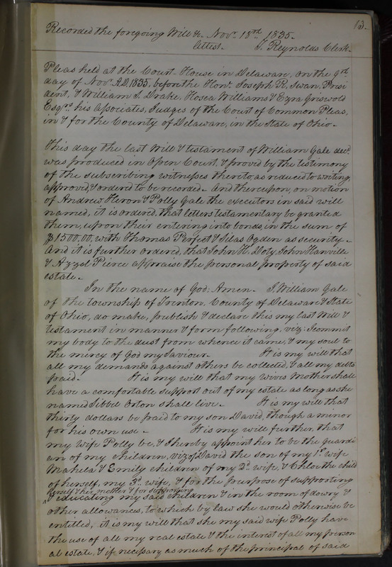 Delaware County Ohio Will Records Vol. 2 1835-1850 (p. 58)