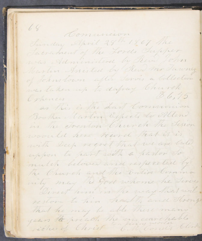 Sessional Records of the 1st Presbyterian Church of Trenton, Delaware Co., Ohio, 1831 (p. 74)