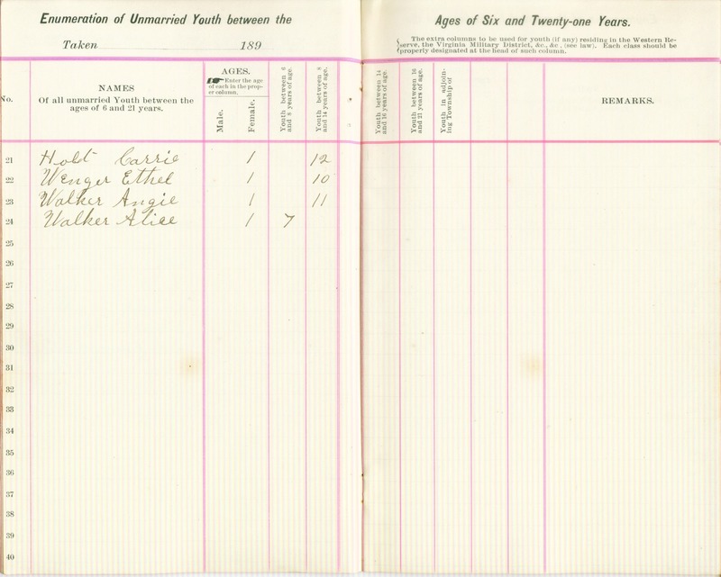 Harlem Township Enumeration of Youth Sub-District 2, July 25th, 1896 (p. 5)