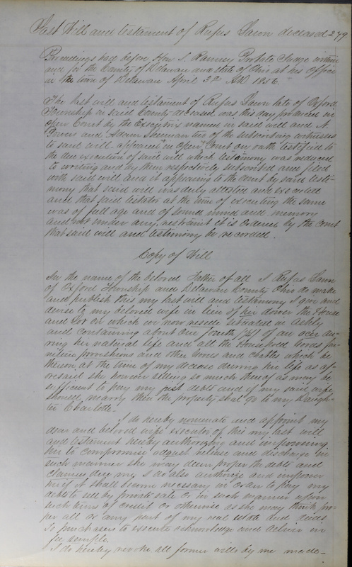 Delaware County Ohio Will Records Vol. 3 1850-1859 (p. 331)