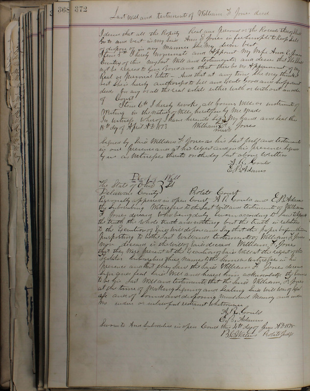 Delaware County Ohio Will Records Vol. 5 1869-1876 (p. 405)