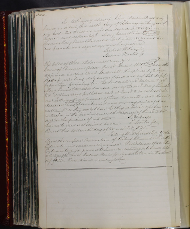 Delaware County Ohio Will Records Vol. 2 1835-1850 (p. 387)