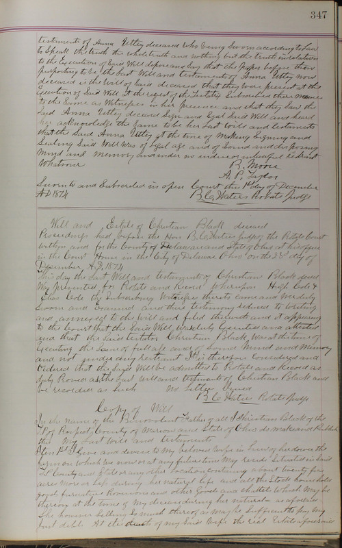 Delaware County Ohio Will Records Vol. 5 1869-1876 (p. 380)