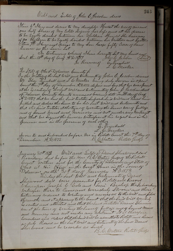 Delaware County Ohio Will Records Vol. 5 1869-1876 (p. 276)