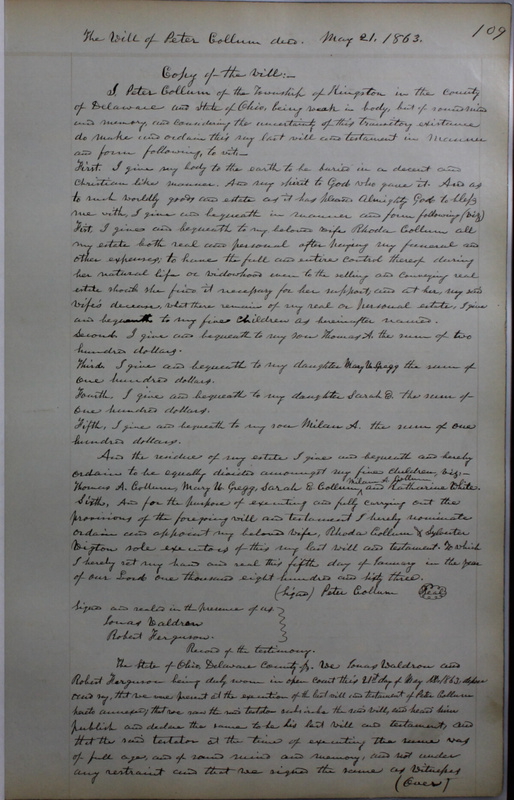 Delaware County Ohio Will Records Vol. 4 1859-1869 (p. 141)