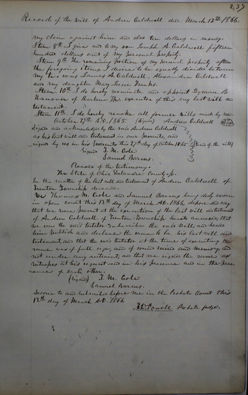 Delaware County Ohio Will Records Vol. 4 1859-1869 (p. 269)