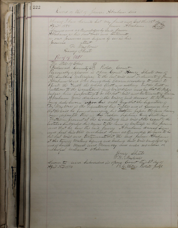 Delaware County Ohio Will Records Vol. 5 1869-1876 (p. 355)