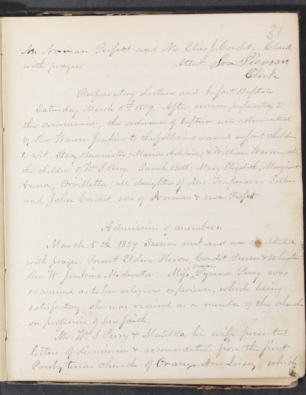 Sessional Records of the 1st Presbyterian Church of Trenton, Delaware Co., Ohio, 1831 (p. 37)