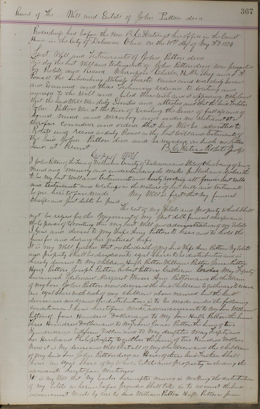 Delaware County Ohio Will Records Vol. 5 1869-1876 (p. 400)