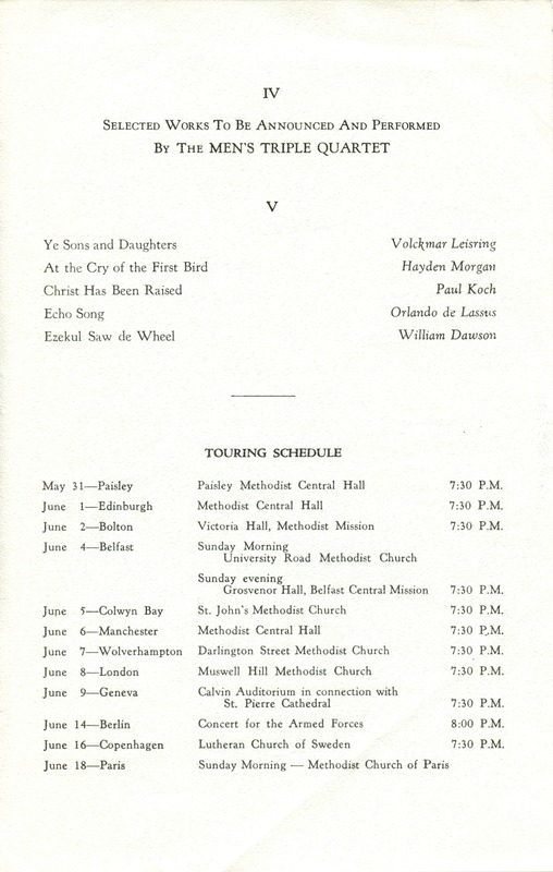 Ohio Wesleyan Concert Choir European Tour Program (p. 3)