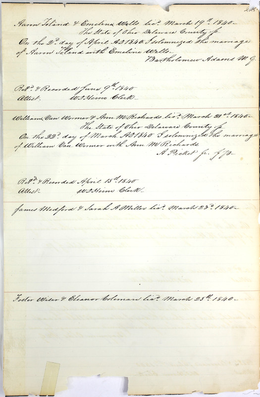 Marriage Records Vol.1 1835-1845 (p. 219)