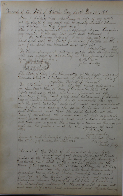 Delaware County Ohio Will Records Vol. 4 1859-1869 (p. 338)