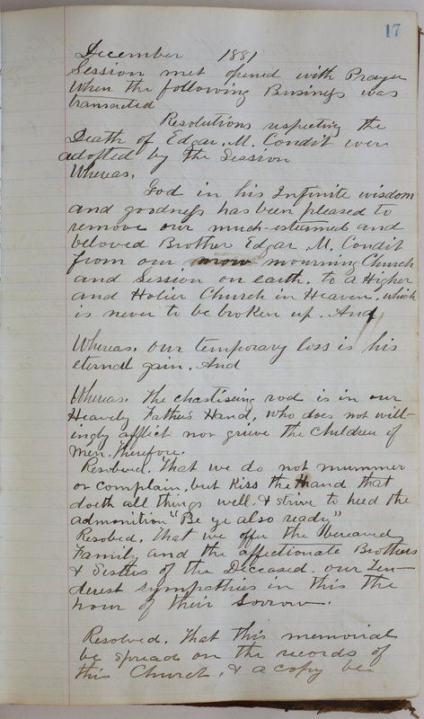 Sessional Records of the 1st Presbyterian Church of Trenton Delaware County Ohio 1873-1937 (p. 21)