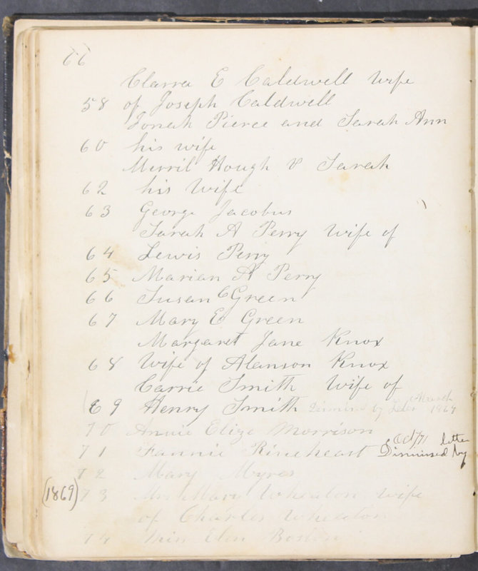 Sessional Records of the 1st Presbyterian Church of Trenton, Delaware Co., Ohio, 1831 (p. 72)