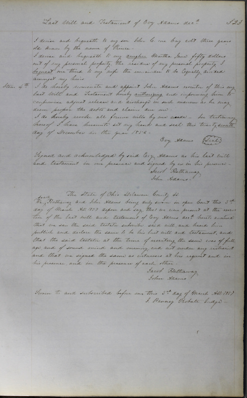 Delaware County Ohio Will Records Vol. 3 1850-1859 (p. 375)