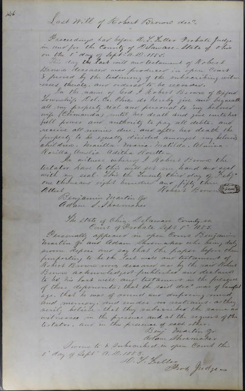 Delaware County Ohio Will Records Vol. 3 1850-1859 (p. 198)