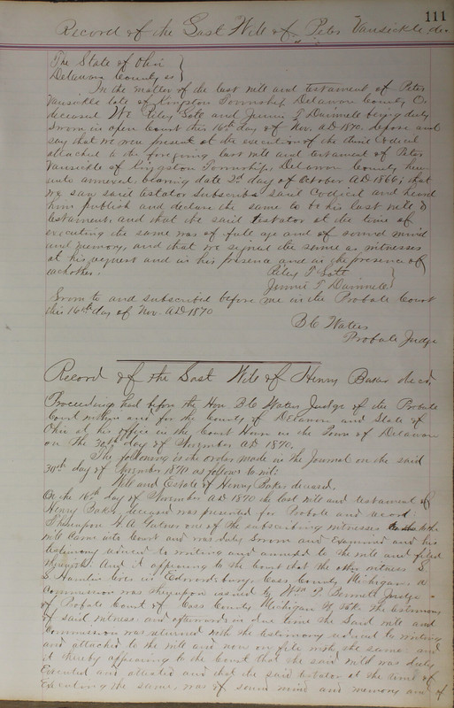 Delaware County Ohio Will Records Vol. 5 1869-1876 (p. 144)