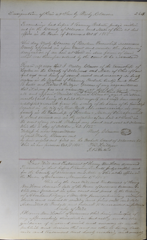 Delaware County Ohio Will Records Vol. 3 1850-1859 (p. 315)