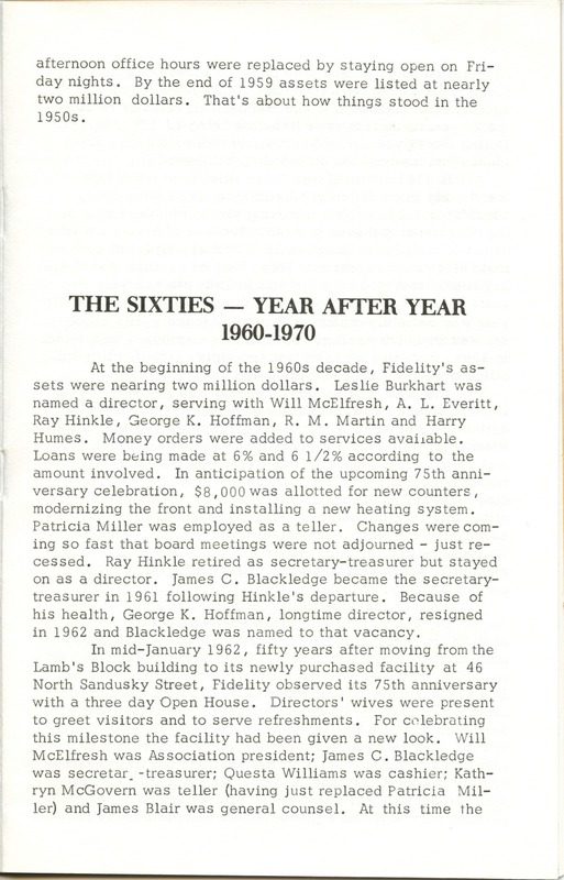 Fidelity Federal Savings and Loan Association 100 Years (p. 16)