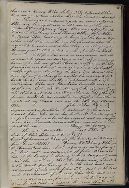 Delaware County Ohio Will Records Vol. 2 1835-1850 (p. 106)