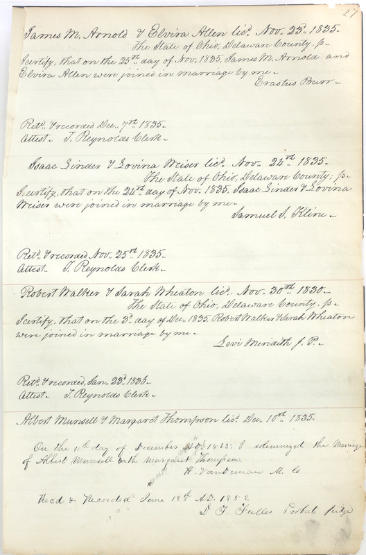 Marriage Records Vol.1 1835-1845 (p. 31)