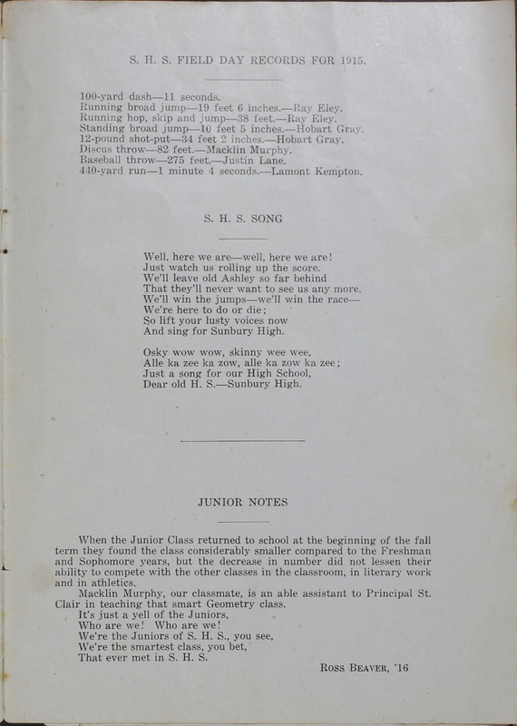 Annual of the Sunbury High School, Sunbury, Ohio. 1915 (p. 21)