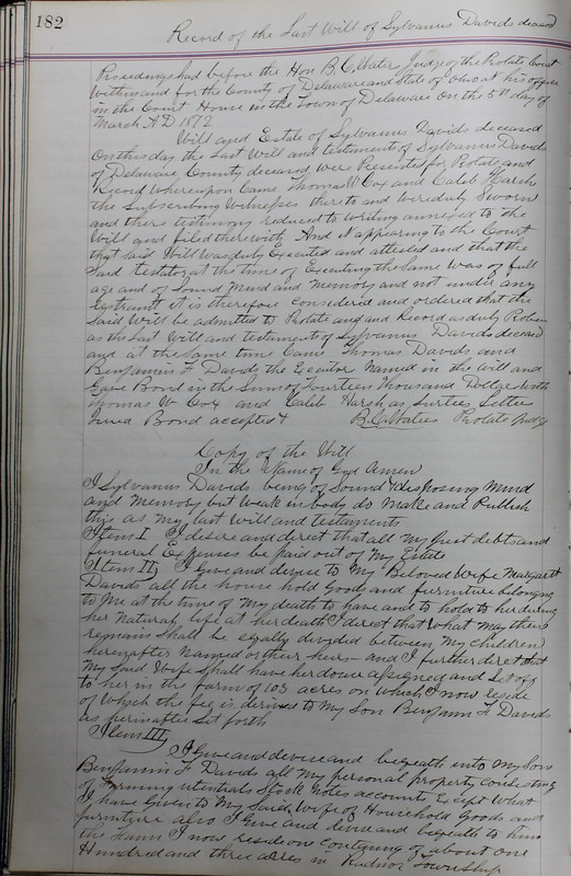 Delaware County Ohio Will Records Vol. 5 1869-1876 (p. 215)