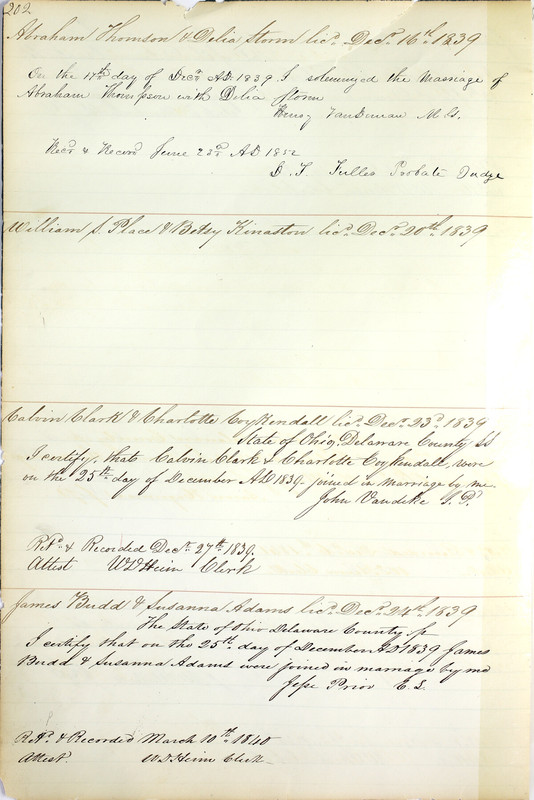 Marriage Records Vol.1 1835-1845 (p. 206)