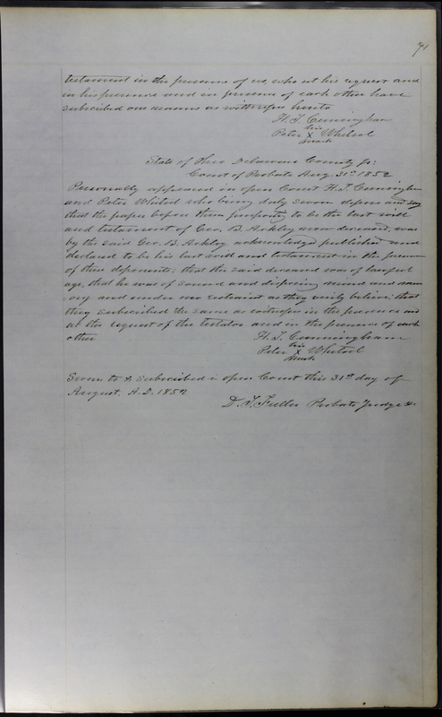 Delaware County Ohio Will Records Vol. 3 1850-1859 (p. 123)