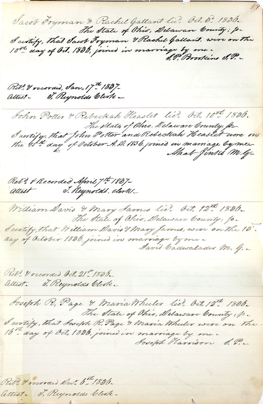 Marriage Records Vol.1 1835-1845 (p. 63)