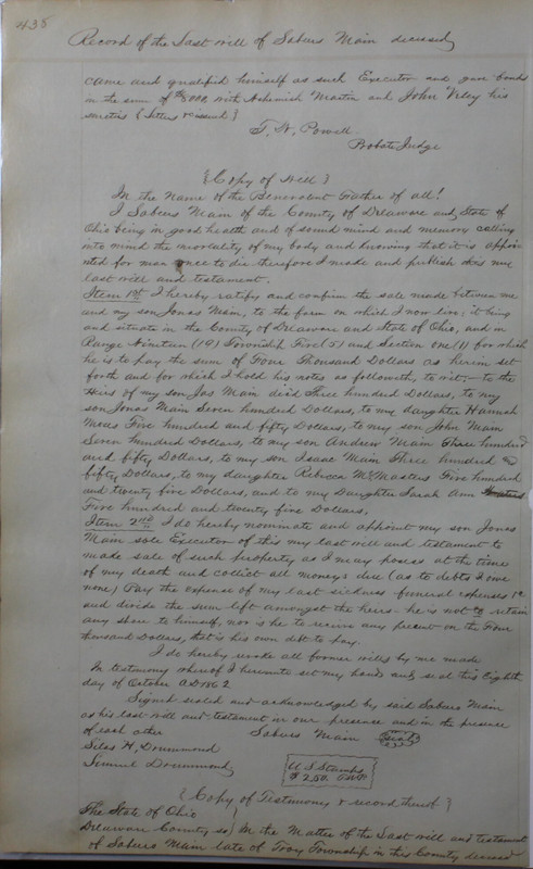 Delaware County Ohio Will Records Vol. 4 1859-1869 (p. 470)