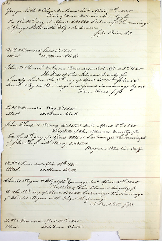 Marriage Records Vol.1 1835-1845 (p. 222)