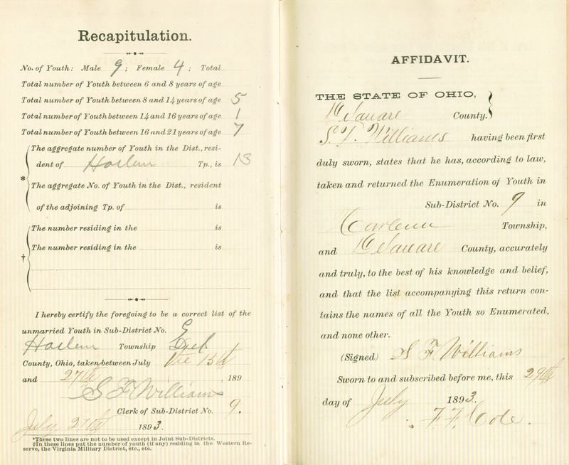 Harlem Township Enumeration of Youth Sub-District 9, July 27, 1893  (p. 5)